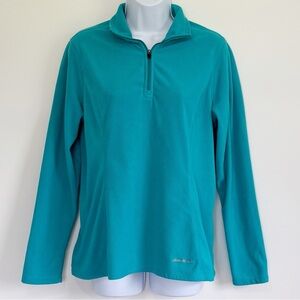 EDDIE BAUER Quarter Zip Fleece Sweatshirt Teal Womens Medium
